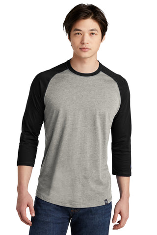 New Era Heritage Blend 3/4-Sleeve Baseball Raglan Tee (Black/ Rainstorm Grey Heather)