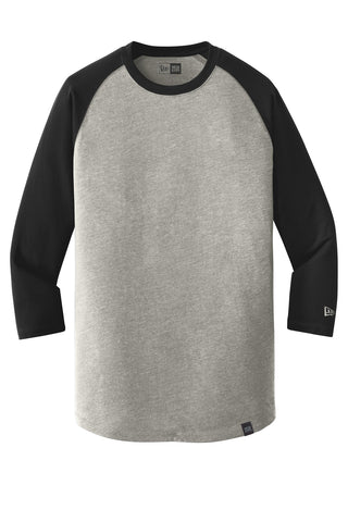 New Era Heritage Blend 3/4-Sleeve Baseball Raglan Tee (Black/ Rainstorm Grey Heather)