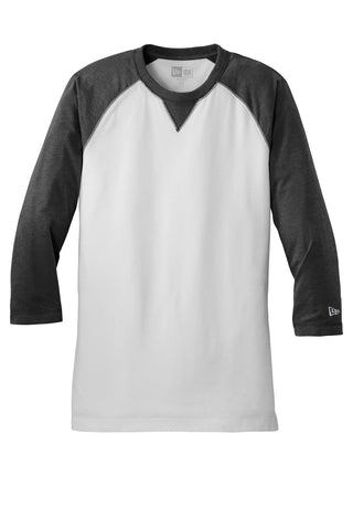 New Era Sueded Cotton Blend 3/4-Sleeve Baseball Raglan Tee (Black Heather/ White)