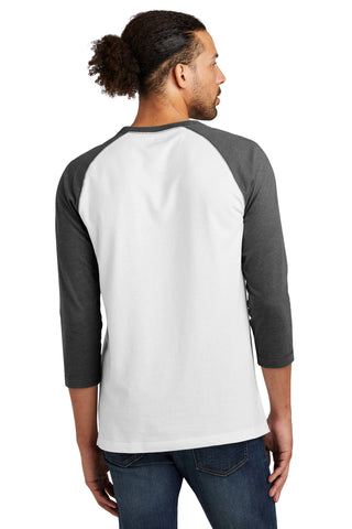 New Era Sueded Cotton Blend 3/4-Sleeve Baseball Raglan Tee (Black Heather/ White)