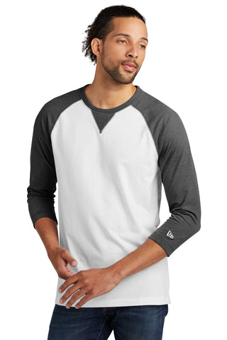 New Era Sueded Cotton Blend 3/4-Sleeve Baseball Raglan Tee (Black Heather/ White)