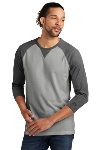 New Era Sueded Cotton Blend 3/4-Sleeve Baseball Raglan Tee (Black Heather/ Shadow Grey Heather)