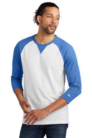 New Era Sueded Cotton Blend 3/4-Sleeve Baseball Raglan Tee (Royal Heather/ White)