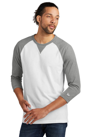 New Era Sueded Cotton Blend 3/4-Sleeve Baseball Raglan Tee (Shadow Grey Heather/ White)