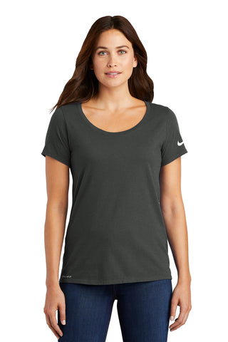 Nike Ladies Dri-FIT Cotton/Poly Scoop Neck Tee (Anthracite)