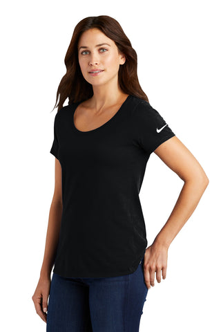 Nike Ladies Dri-FIT Cotton/Poly Scoop Neck Tee (Black)