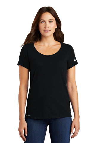 Nike Ladies Dri-FIT Cotton/Poly Scoop Neck Tee (Black)