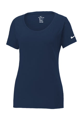 Nike Ladies Dri-FIT Cotton/Poly Scoop Neck Tee (College Navy)