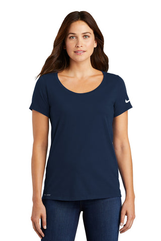 Nike Ladies Dri-FIT Cotton/Poly Scoop Neck Tee (College Navy)