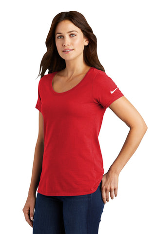 Nike Ladies Dri-FIT Cotton/Poly Scoop Neck Tee (University Red)