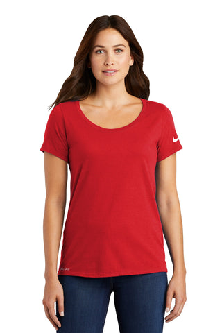 Nike Ladies Dri-FIT Cotton/Poly Scoop Neck Tee (University Red)