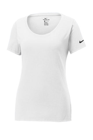 Nike Ladies Dri-FIT Cotton/Poly Scoop Neck Tee (White)