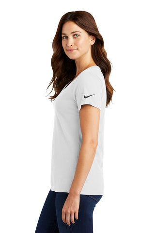 Nike Ladies Dri-FIT Cotton/Poly Scoop Neck Tee (White)