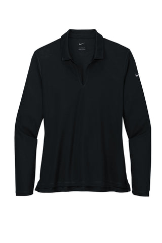 Nike Ladies Dri-FIT Micro Pique 2.0 Long Sleeve Polo (Black)