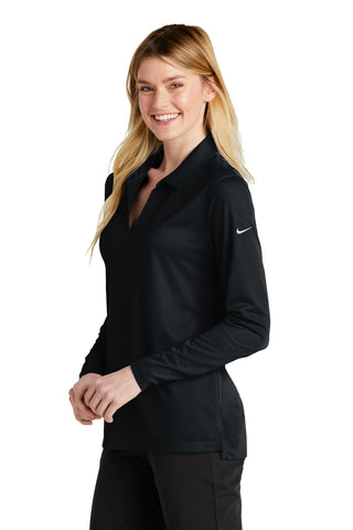 Nike Ladies Dri-FIT Micro Pique 2.0 Long Sleeve Polo (Black)