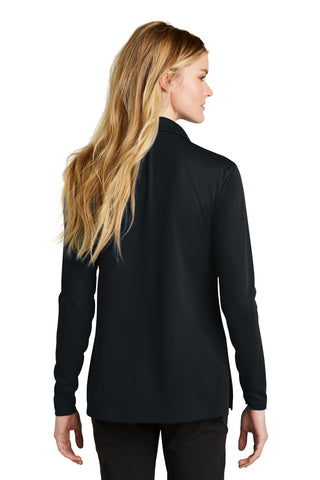 Nike Ladies Dri-FIT Micro Pique 2.0 Long Sleeve Polo (Black)