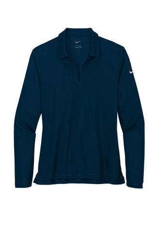 Nike Ladies Dri-FIT Micro Pique 2.0 Long Sleeve Polo (Navy)