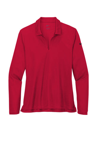 Nike Ladies Dri-FIT Micro Pique 2.0 Long Sleeve Polo (University Red)