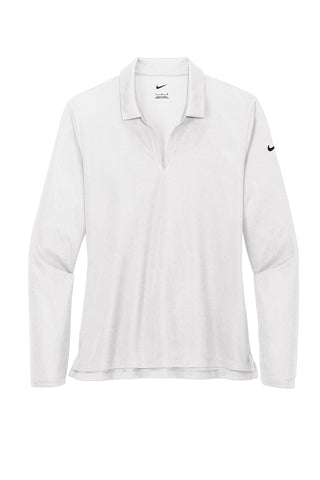 Nike Ladies Dri-FIT Micro Pique 2.0 Long Sleeve Polo (White)