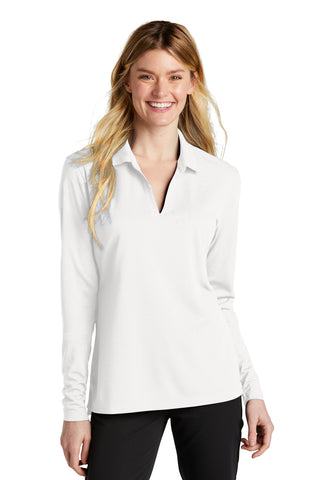 Nike Ladies Dri-FIT Micro Pique 2.0 Long Sleeve Polo (White)