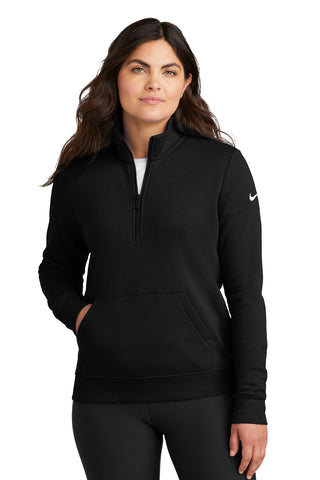 Nike Ladies Club Fleece Sleeve Swoosh 1/2-Zip (Black)