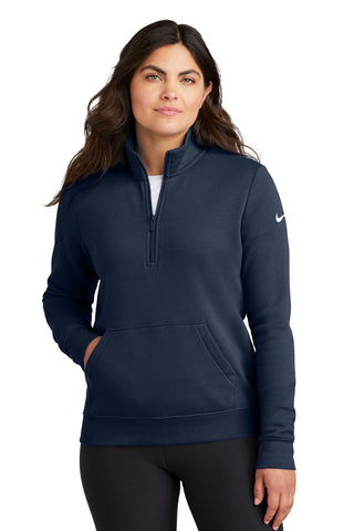 Nike Ladies Club Fleece Sleeve Swoosh 1/2-Zip (Midnight Navy)