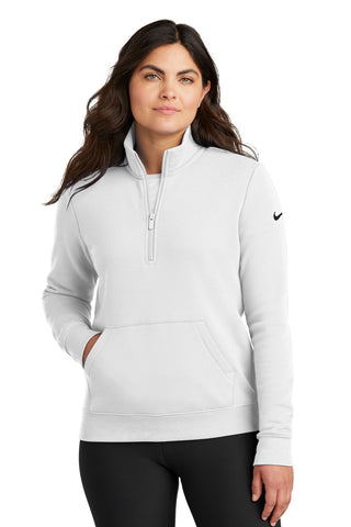 Nike Ladies Club Fleece Sleeve Swoosh 1/2-Zip (White)