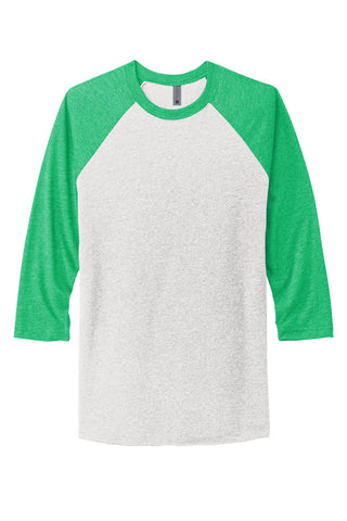 Next Level Apparel Unisex Tri-Blend 3/4-Sleeve Raglan Tee (Envy/ Hthr White)