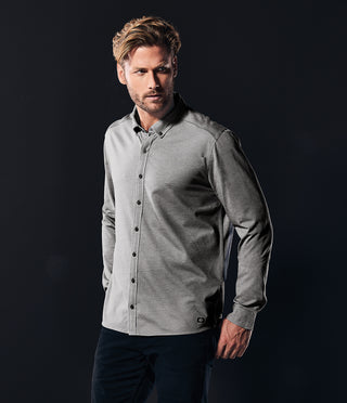 OGIO Code Stretch Long Sleeve Button-Up (Tarmac Grey Heather)