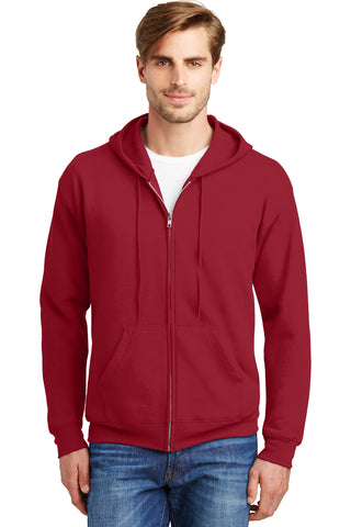 Hanes EcoSmart Full-Zip Hooded Sweatshirt (Deep Red)