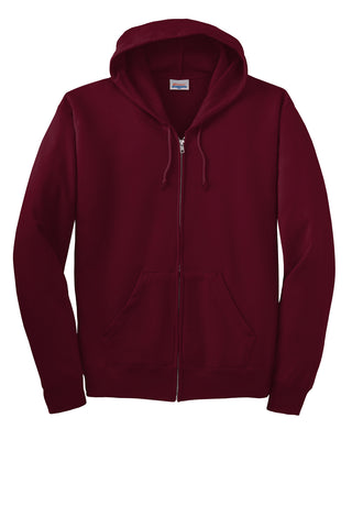 Hanes EcoSmart Full-Zip Hooded Sweatshirt (Maroon)