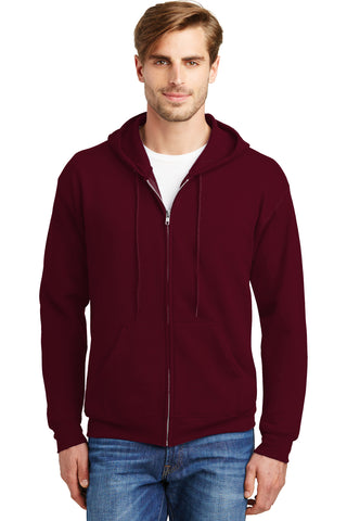 Hanes EcoSmart Full-Zip Hooded Sweatshirt (Maroon)