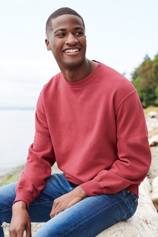 Port & Company Beach Wash Garment-Dyed Crewneck Sweatshirt (Red Rock)