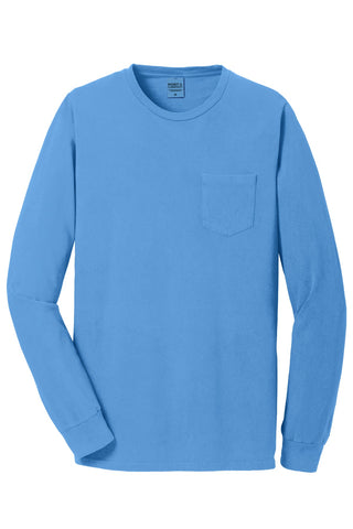 Port & Company Beach Wash Garment-Dyed Long Sleeve Pocket Tee (Blue Moon)