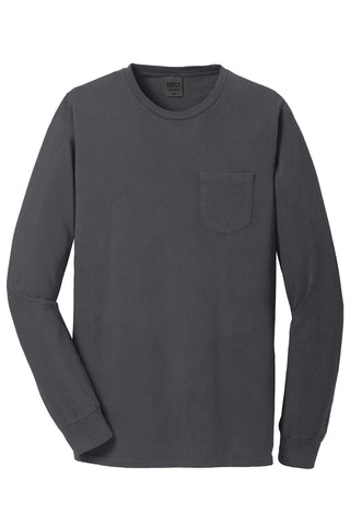 Port & Company Beach Wash Garment-Dyed Long Sleeve Pocket Tee (Coal)