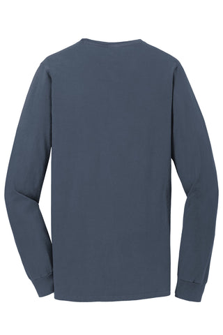 Port & Company Beach Wash Garment-Dyed Long Sleeve Pocket Tee (Denim Blue)