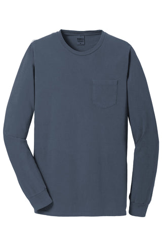 Port & Company Beach Wash Garment-Dyed Long Sleeve Pocket Tee (Denim Blue)