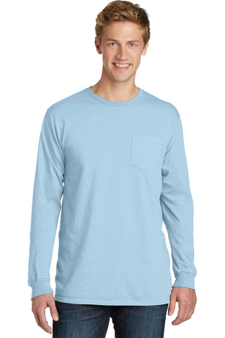 Port & Company Beach Wash Garment-Dyed Long Sleeve Pocket Tee (Glacier)