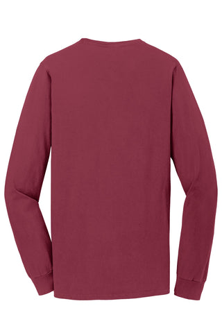 Port & Company Beach Wash Garment-Dyed Long Sleeve Pocket Tee (Merlot)