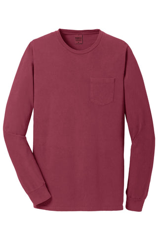 Port & Company Beach Wash Garment-Dyed Long Sleeve Pocket Tee (Merlot)