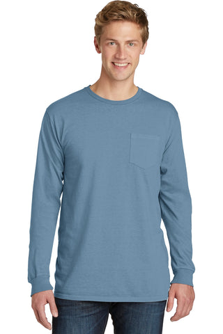 Port & Company Beach Wash Garment-Dyed Long Sleeve Pocket Tee (Mist)