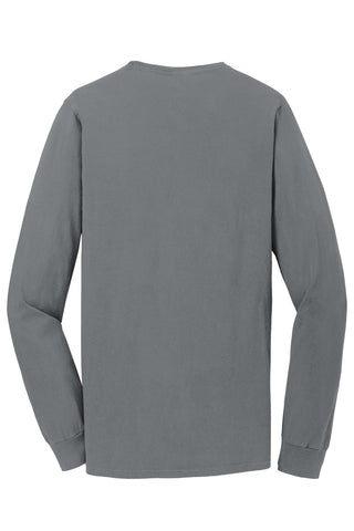 Port & Company Beach Wash Garment-Dyed Long Sleeve Pocket Tee (Pewter)