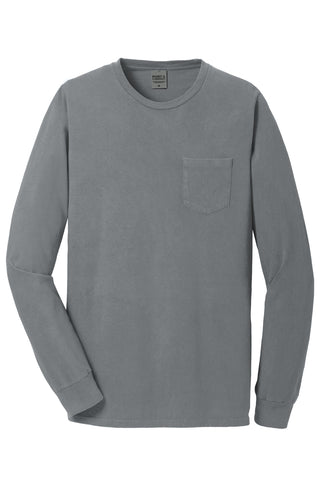 Port & Company Beach Wash Garment-Dyed Long Sleeve Pocket Tee (Pewter)