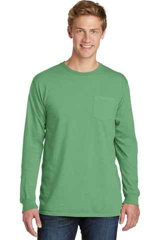 Port & Company Beach Wash Garment-Dyed Long Sleeve Pocket Tee (Safari)