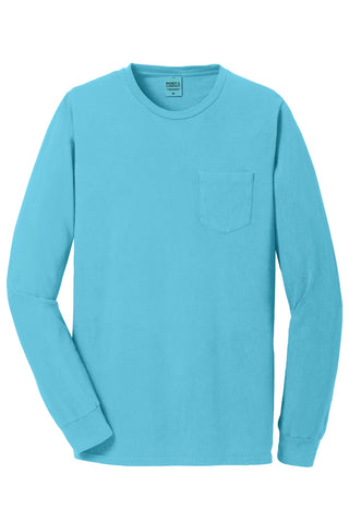 Port & Company Beach Wash Garment-Dyed Long Sleeve Pocket Tee (Tidal Wave)