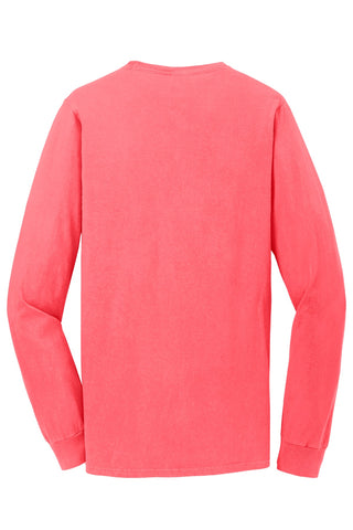 Port & Company Beach Wash Garment-Dyed Long Sleeve Tee (Neon Coral)