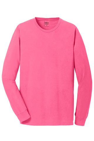 Port & Company Beach Wash Garment-Dyed Long Sleeve Tee (Neon Pink)