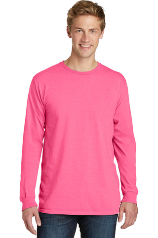 Port & Company Beach Wash Garment-Dyed Long Sleeve Tee (Neon Pink)