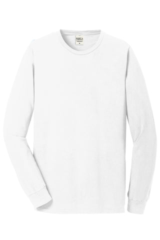 Port & Company Beach Wash Garment-Dyed Long Sleeve Tee (White)