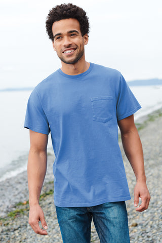 Port & Company Beach Wash Garment-Dyed Pocket Tee (Blue Moon)